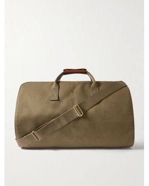 Bennett Winch Leather-Trimmed Cotton-Canvas Suit Carrier And Holdall - Brown