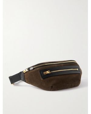 Tom Ford Leather-Trimmed Suede Belt Bag - Green