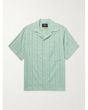 Portuguese Flannel Almada Convertible-collar Embroidered Cotton-gauze Shirt - Blue