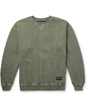 Neighborhood Logo-Embroidered Appliquéd Cotton-Jersey Sweatshirt - Green