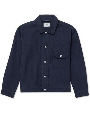 Folk Trucker Herringbone Cotton-Twill Jacket - Blue