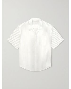 Ami Paris Logo-Embossed Striped Cotton-Poplin Shirt - White