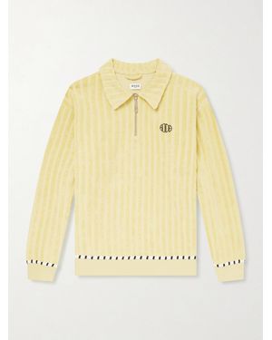 Bode Croquet Ground Logo-Embroidered Cotton-Terry Half-Zip Jumper - Metallic