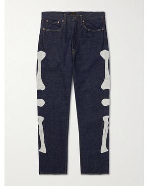 Kapital Okagilly Slim-fit Crochet-trimmed Jeans - Blue