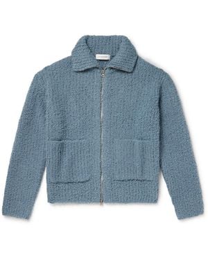 LE17SEPTEMBRE Wool-Blend Bouclé Zip-Up Cardigan - Blue
