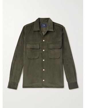 Drake's Convertible-Collar Cotton-Corduroy Shirt - Green