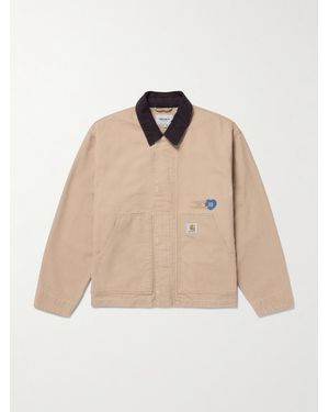 Carhartt Og Arcan Corduroy-Trimmed Printed Organic Cotton-Canvas Chore Jacket - Natural