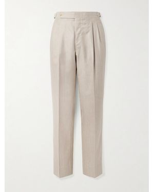 STÒFFA Straight-Leg Pleated Cashmere Suit Trousers - Natural