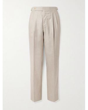 STÒFFA Straight-leg Pleated Cashmere Suit Trousers - Natural