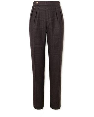Brunello Cucinelli Straight-Leg Pleated Prince Of Wales Wool, Cashmere And Silk-Blend Suit Pants - Brown
