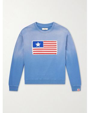 CHERRY LA Embroidered Cotton-Jersey Jumper - Blue
