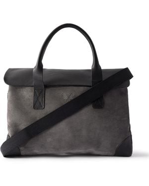 Bennett Winch Suede And Leather Briefcase - Black