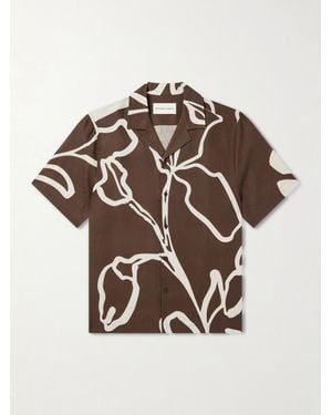 Frescobol Carioca Roberto Floral-Print Linen Shirt - Brown