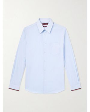Gucci Striped Cotton-Poplin Shirt - Blu