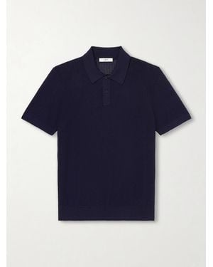 MR P. Honeycomb-Knit Organic Cotton Polo Shirt - Blu