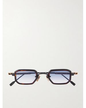 sato Deneb-T Square-Frame Titanium, Tortoiseshell Acetate And-Tone Sunglasses - Black
