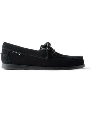 Sebago Docksides Portland Leather-Trimmed Suede Boat Shoes - Black