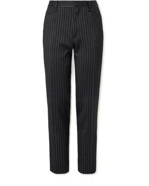 Tom Ford Dyylan Straight-Leg Striped Metallic Wool And Silk-Blend Suit Pants - Black