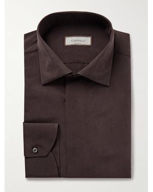 Canali Enzyme-Washed Silk-Satin Shirt - Black