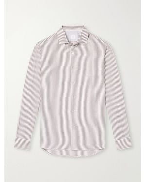 Eleventy Striped Lyocell And Cotton-Blend Shirt - White