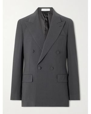 Umit Benan Richard Double-Breasted Silk And Wool-Blend Blazer - Black