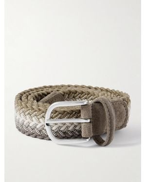Anderson's Suede-Trimmed Woven Cord Belt - Grey