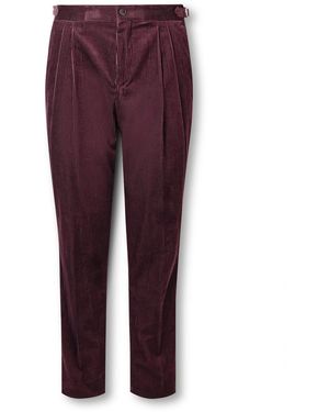 MR P. Slim-Fit Straight-Leg Cotton And Cashmere-Blend Corduroy Tuxedo Pants - Purple