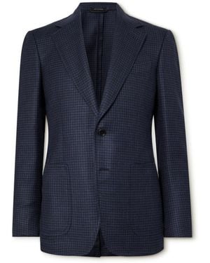 Tom Ford O'Connor Houndstooth Wool-Blend Blazer - Blue