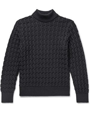 S.N.S. Herning Stark Slim-fit Cable-knit Merino Wool Sweater - Blue