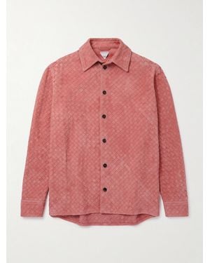 Bottega Veneta Intrecciato Suede Overshirt - Pink