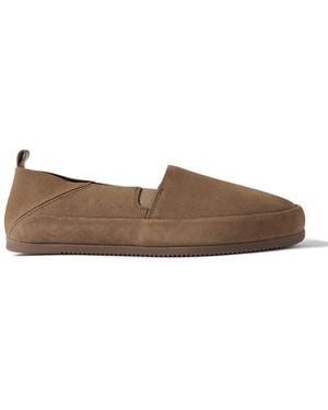 Mulo Collapsible-heel Suede Loafers - Brown
