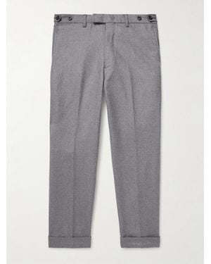 Beams Plus Ivy Cropped Tapered Brushed Wool-blend Twill Suit Pants - Grey