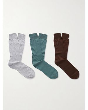 MR P. Three-Pack Organic Cotton Socks - Blue