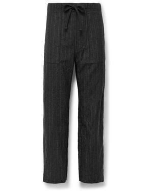 Kaptain Sunshine Take Easy Baker Straight-Leg Pinstriped Wool-Twill Drawstring Suit Pants - Black