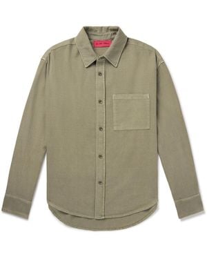 The Elder Statesman Early Dawn Stonewashed Cotton And Silk-Blend Twill Overshirt - Green