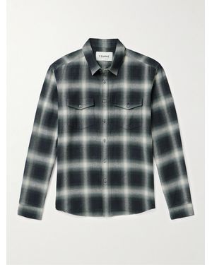 FRAME Checked Brushed Cotton-Flannel Shirt - Grey