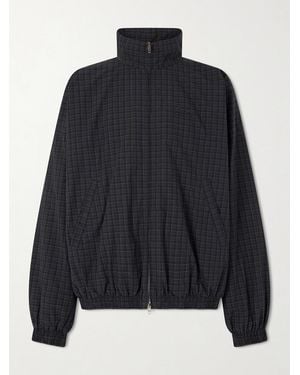 Balenciaga Logo-embroidered Checked Cotton Jacket - Blue