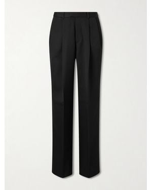 Givenchy Straight-Leg Pleated Grain De Poudre Wool Trousers - Black