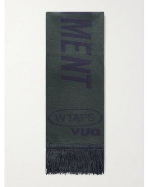WTAPS Evasion Fringed Knitted Scarf - Blau