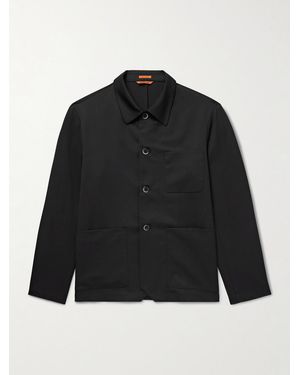 Barena Visal Virgin Wool-Blend Twill Overshirt - Black