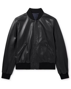 Canali Reversible Leather And Shell Bomber Jacket - Black