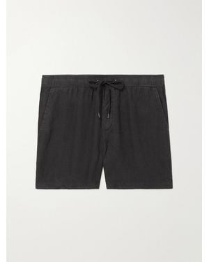James Perse Straight-Leg Garment-Dyed Linen Drawstring Shorts - Black