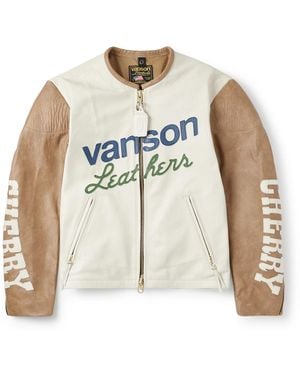 CHERRY LA Vanson Logo-appliquéd Full-grain Leather Jacket - White
