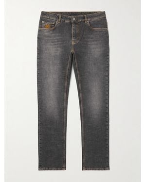 Etro Jeans Slim-Fit A Gamba Dritta Con Logo Ricamato Roma - Grigio