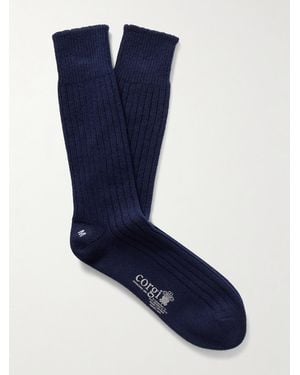 Kingsman Ribbed Cashmere Socks - Blue