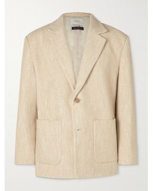 Amomento Oversized Herringbone Twill Blazer - Natural