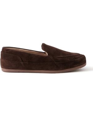 Mulo Fleece-Lined Suede Loafers - Brown