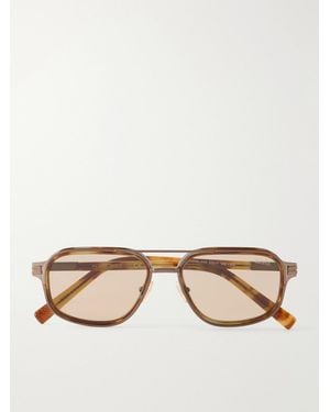ZEGNA Orizzonte I Aviator-Style Metal Sunglasses - Natural