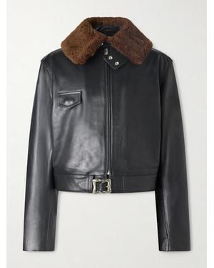 Enfants Riches Deprimes Hotrod Shearling-Trimmed Leather Jacket - Black