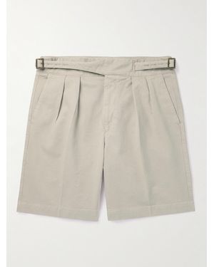 Rubinacci Straight-Leg Pleated Cotton-Twill Shorts - Natural